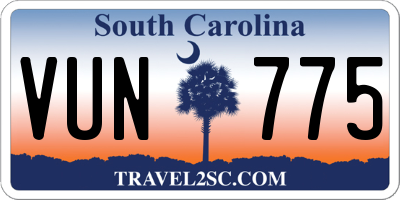 SC license plate VUN775