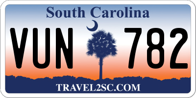 SC license plate VUN782