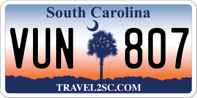 SC license plate VUN807