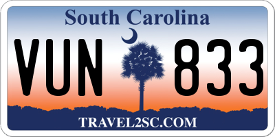 SC license plate VUN833