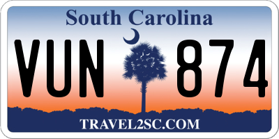 SC license plate VUN874