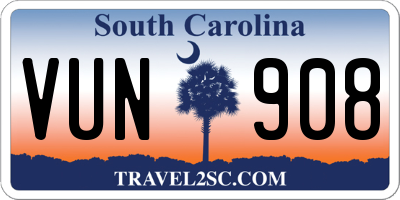 SC license plate VUN908