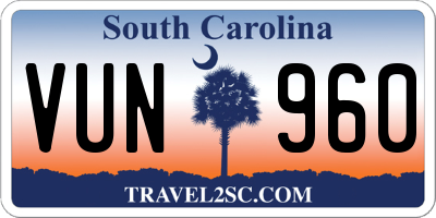 SC license plate VUN960