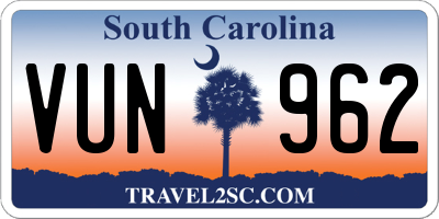 SC license plate VUN962