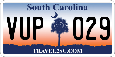 SC license plate VUP029