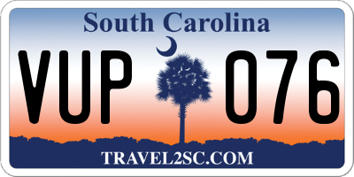 SC license plate VUP076