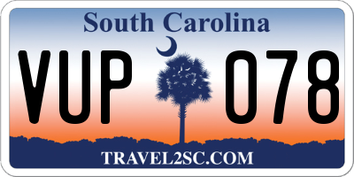 SC license plate VUP078