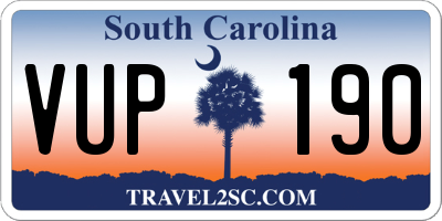 SC license plate VUP190