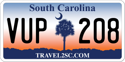 SC license plate VUP208