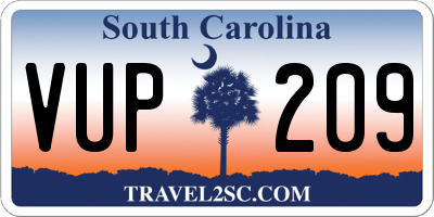 SC license plate VUP209