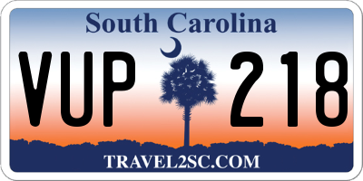 SC license plate VUP218