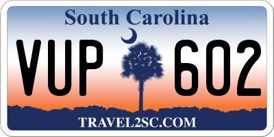 SC license plate VUP602