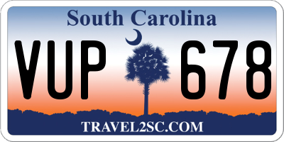 SC license plate VUP678