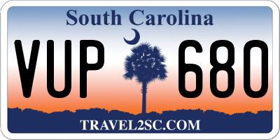 SC license plate VUP680