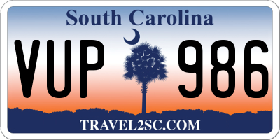 SC license plate VUP986