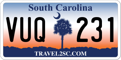 SC license plate VUQ231