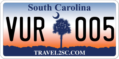 SC license plate VUR005