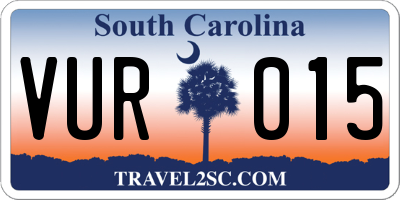 SC license plate VUR015