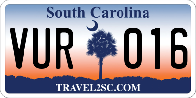 SC license plate VUR016