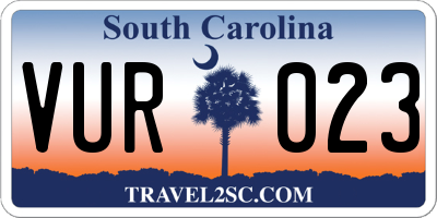 SC license plate VUR023