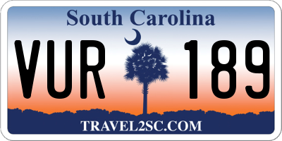 SC license plate VUR189
