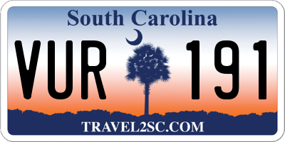 SC license plate VUR191
