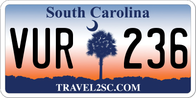 SC license plate VUR236