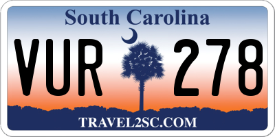 SC license plate VUR278