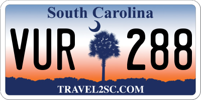 SC license plate VUR288