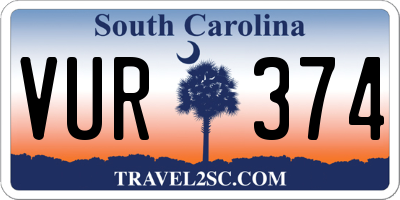 SC license plate VUR374