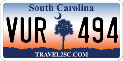 SC license plate VUR494