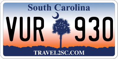 SC license plate VUR930