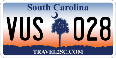 SC license plate VUS028