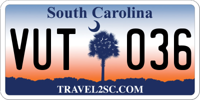 SC license plate VUT036
