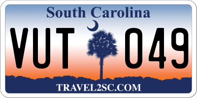SC license plate VUT049
