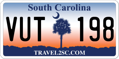 SC license plate VUT198