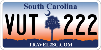 SC license plate VUT222