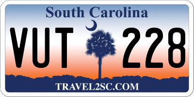 SC license plate VUT228