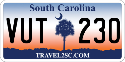 SC license plate VUT230