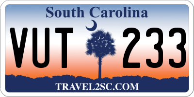 SC license plate VUT233