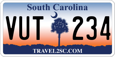 SC license plate VUT234