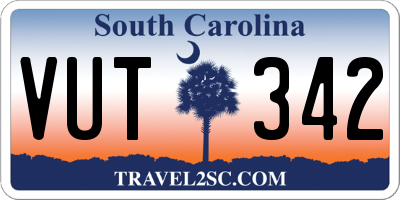 SC license plate VUT342