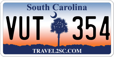 SC license plate VUT354