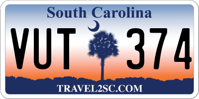 SC license plate VUT374