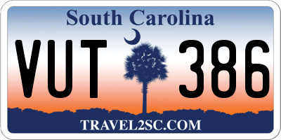 SC license plate VUT386