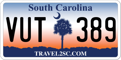 SC license plate VUT389