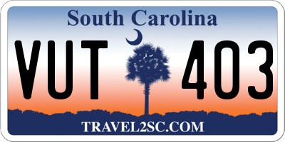 SC license plate VUT403