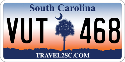 SC license plate VUT468