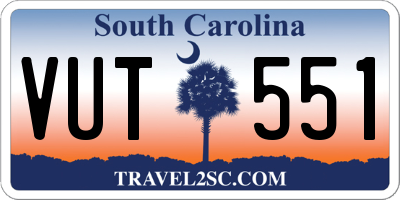 SC license plate VUT551