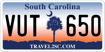 SC license plate VUT650